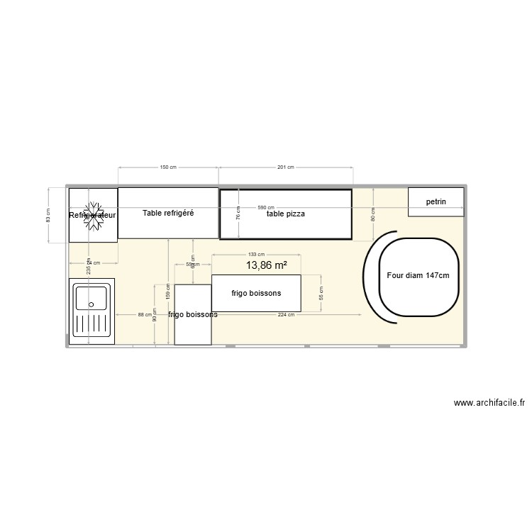 conteneur. Plan de 1 pièce et 14 m2