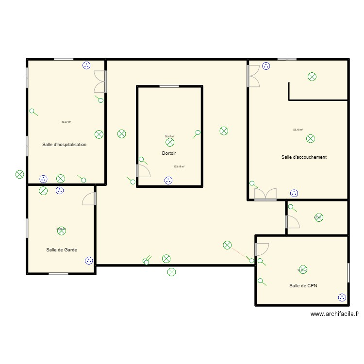 MATERNITE GBAPKODJI. Plan de 7 pièces et 317 m2