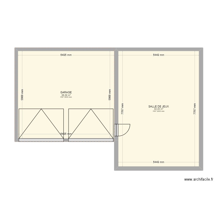 Garage. Plan de 2 pièces et 81 m2