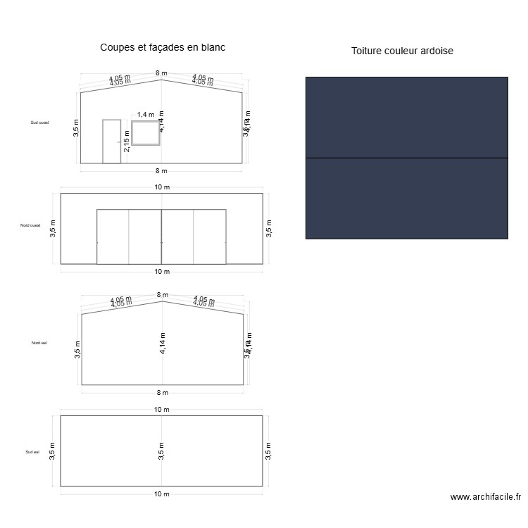 garage coupes et facades. Plan de 0 pièce et 0 m2