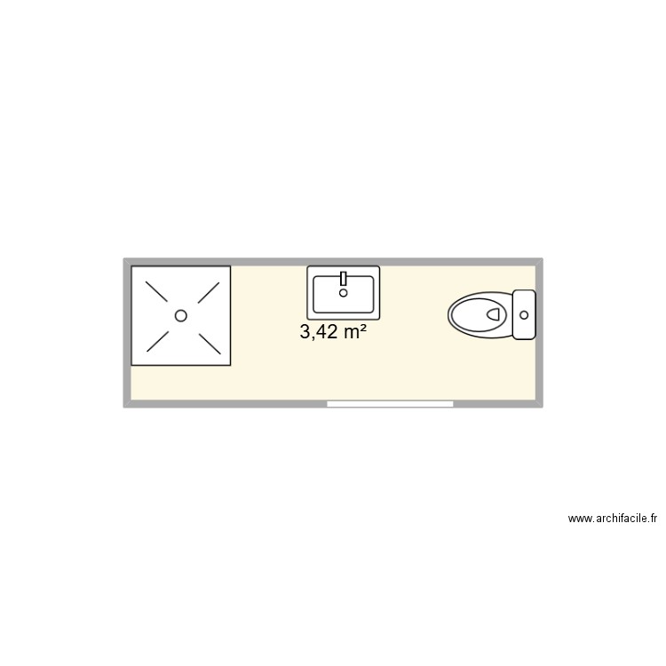 SDB ANNEXE . Plan de 1 pièce et 3 m2