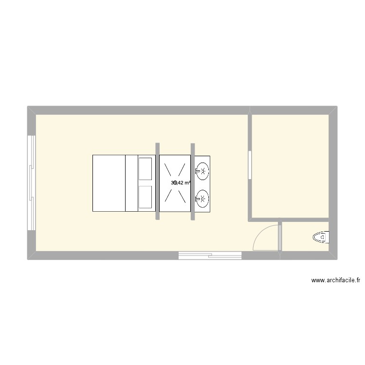 Agrandissement . Plan de 1 pièce et 39 m2