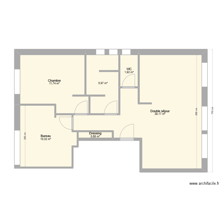 Bourgeonnière Plan Pieces. Plan de 6 pièces et 60 m2