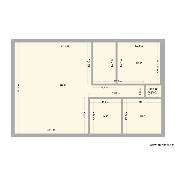 gaastonguay. Plan de 5 pièces et 79 m2