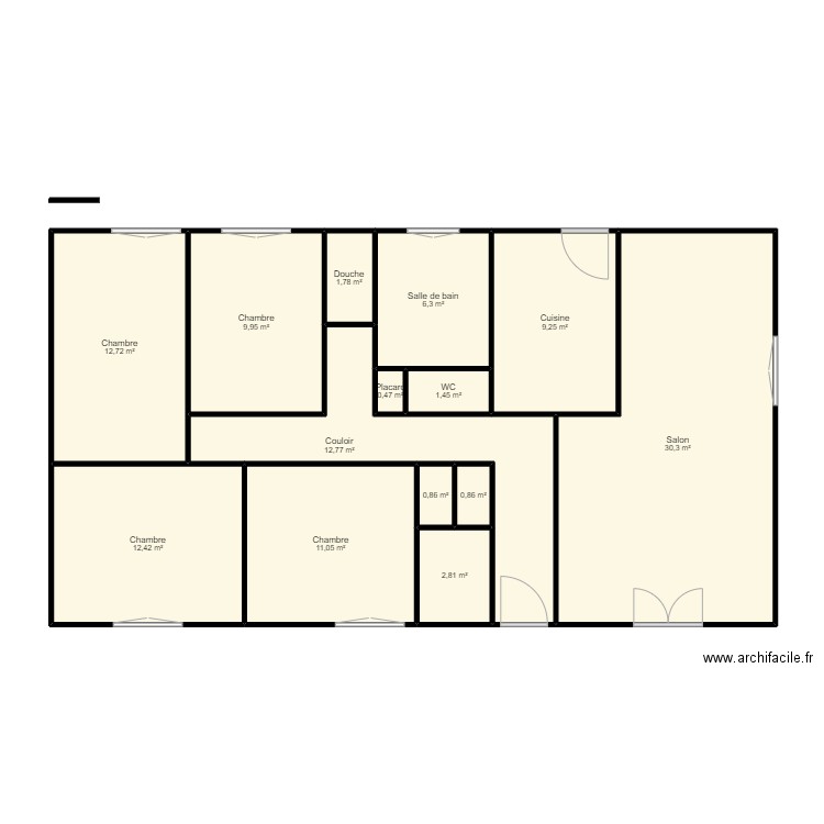 Magné. Plan de 14 pièces et 113 m2