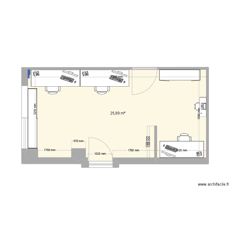 SDQK 2. Plan de 1 pièce et 26 m2