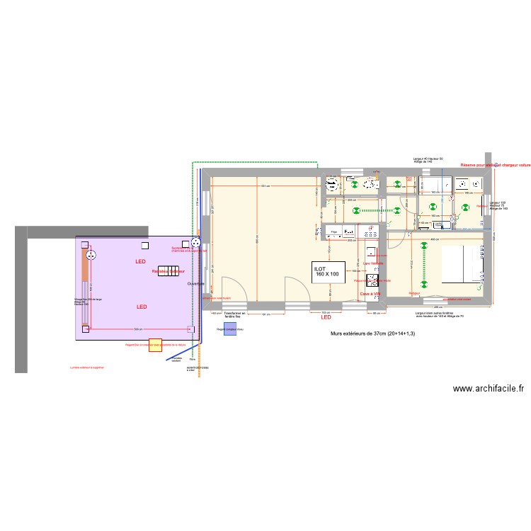 Plan Elec au 9 Déc 24 . Plan de 3 pièces et 74 m2