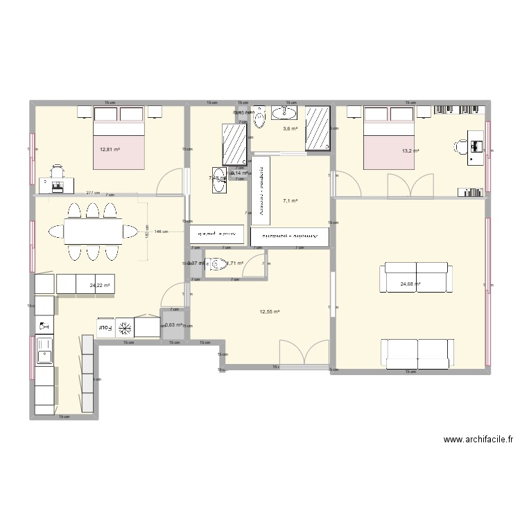 Froger . Plan de 13 pièces et 109 m2