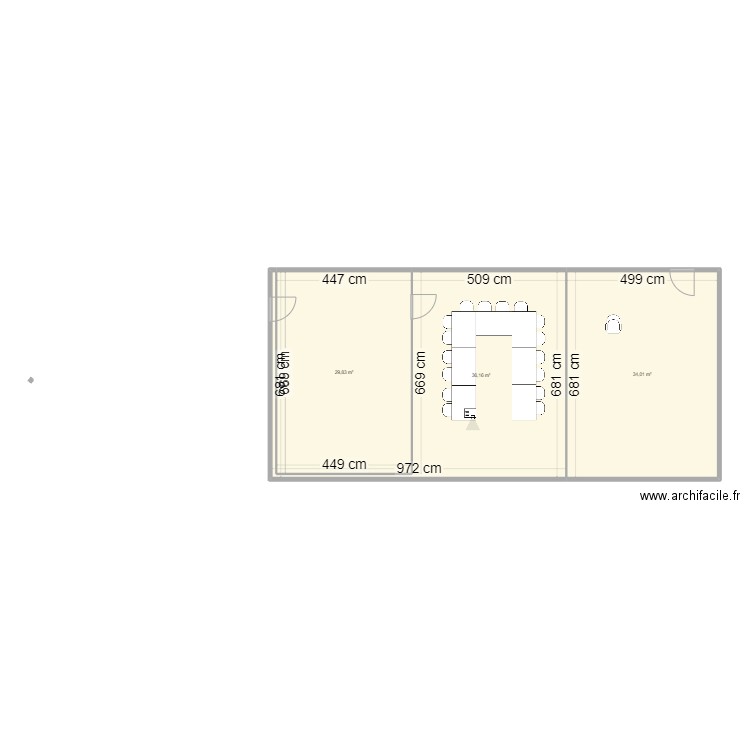 Layout. Plan de 3 pièces et 100 m2