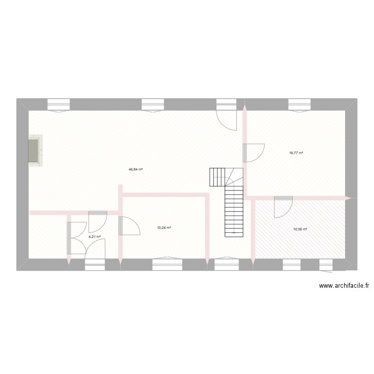 Plan RDC. Plan de 5 pièces et 89 m2