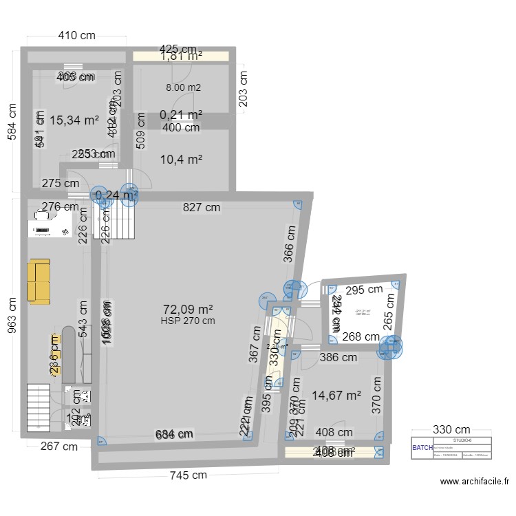 STUDIO-6. Plan de 11 pièces et 127 m2