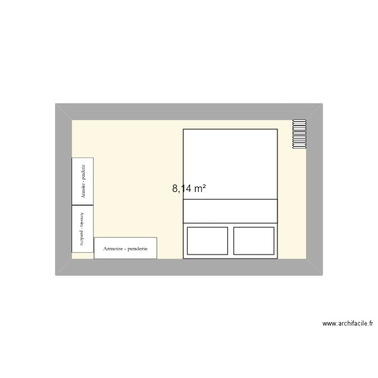 chambre 2. Plan de 1 pièce et 8 m2