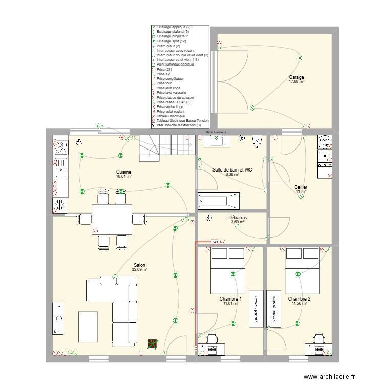 Riviera. Plan de 8 pièces et 114 m2