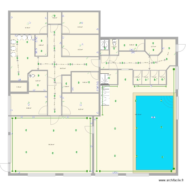 cab beguey inter FINAL. Plan de 23 pièces et 279 m2