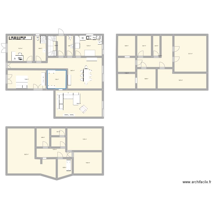 Poliez-pittet. Plan de 24 pièces et 324 m2