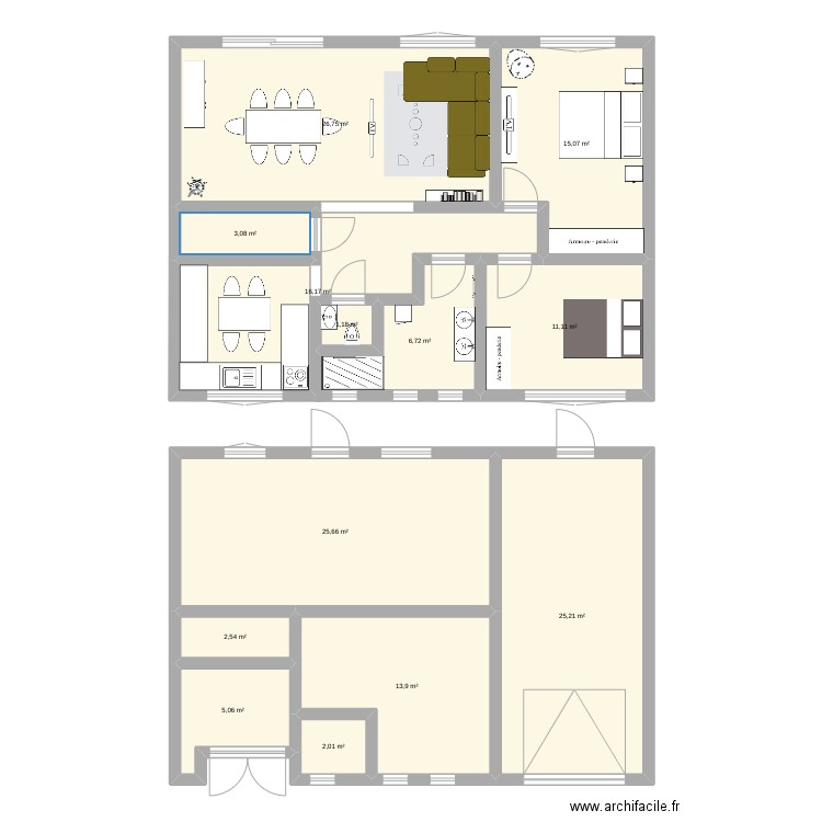 Maison. Plan de 13 pièces et 154 m2