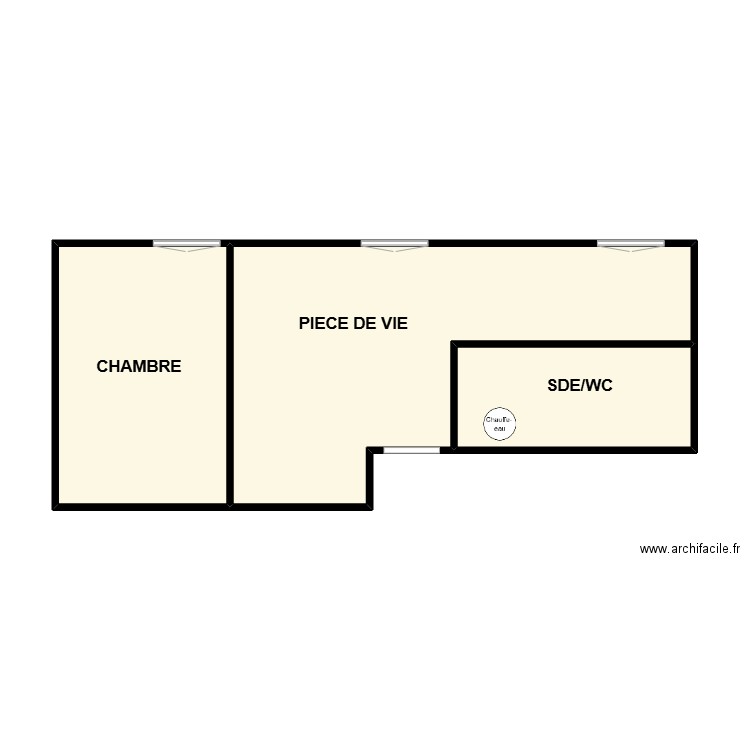 PERRAUDEAU. Plan de 3 pièces et 46 m2