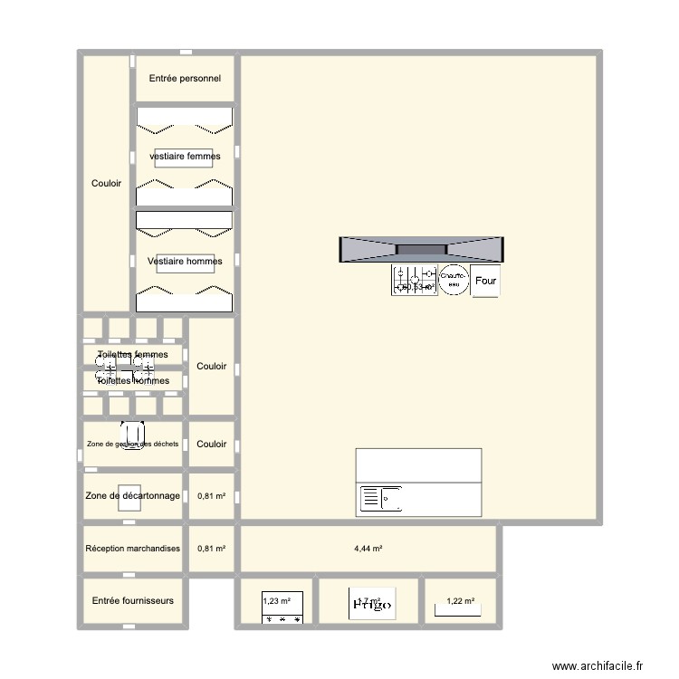 Plan cuisine. Plan de 27 pièces et 96 m2