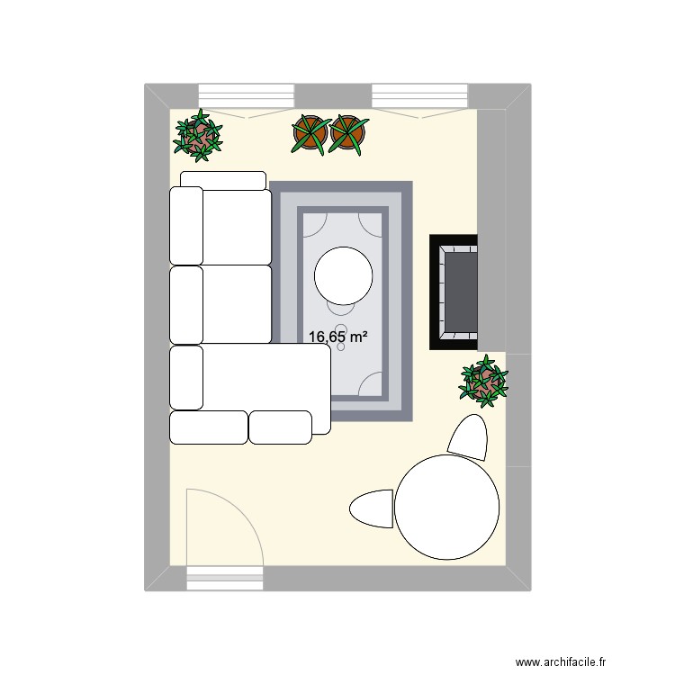 salon 1. Plan de 1 pièce et 17 m2