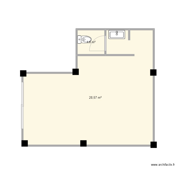 1st floor. Plan de 2 pièces et 30 m2