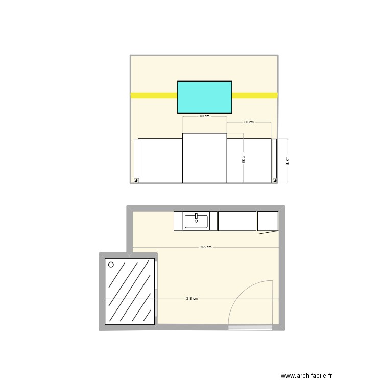 S de Bains 2 Lucé. Plan de 5 pièces et 12 m2