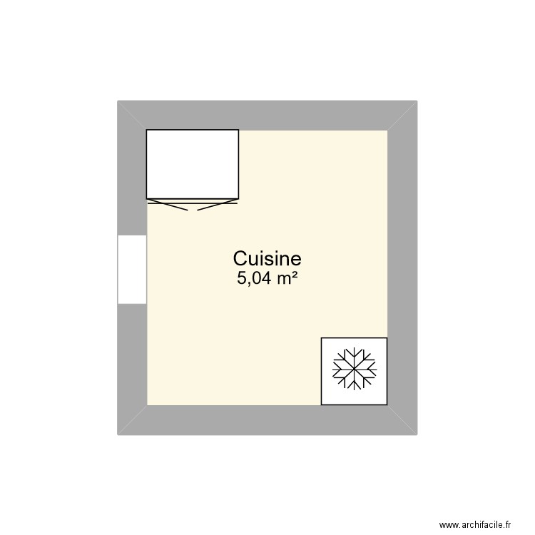 cuisine. Plan de 1 pièce et 5 m2