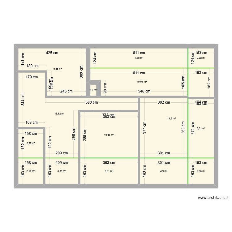 PFISTER 3. Plan de 15 pièces et 99 m2