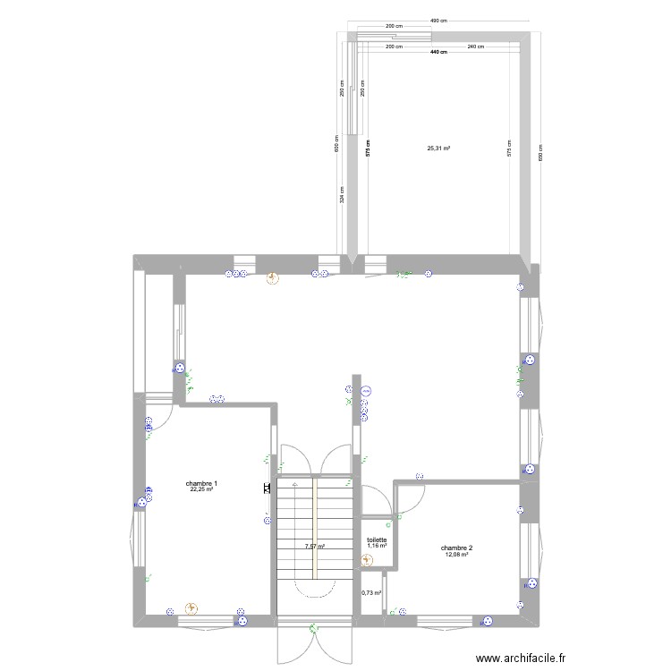 Plan maison extension. Plan de 6 pièces et 69 m2