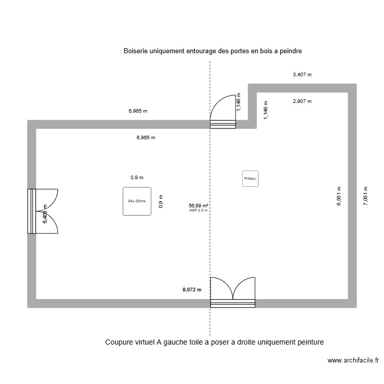 Hotel Dieu du creusot. Plan de 1 pièce et 57 m2