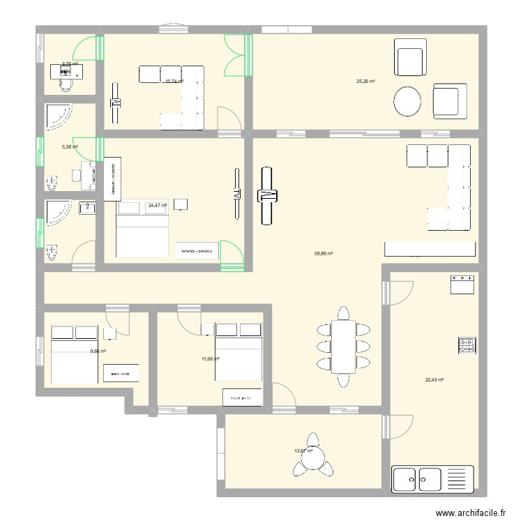 Ma maison. Plan de 10 pièces et 192 m2