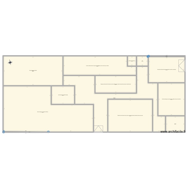 hangar en bas. Plan de 14 pièces et 1446 m2