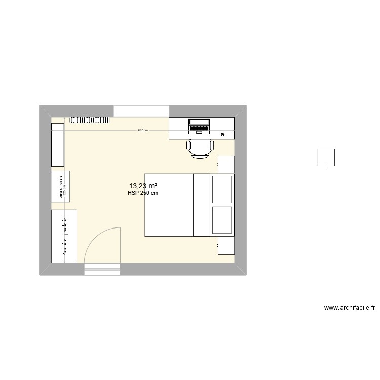 chambre sarah. Plan de 1 pièce et 13 m2