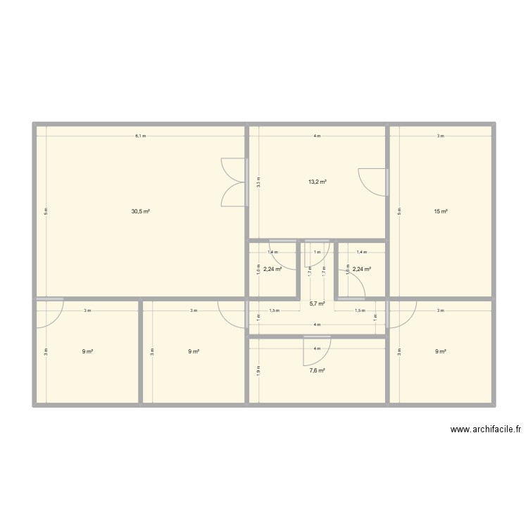 3ch 112 m². Plan de 10 pièces et 103 m2