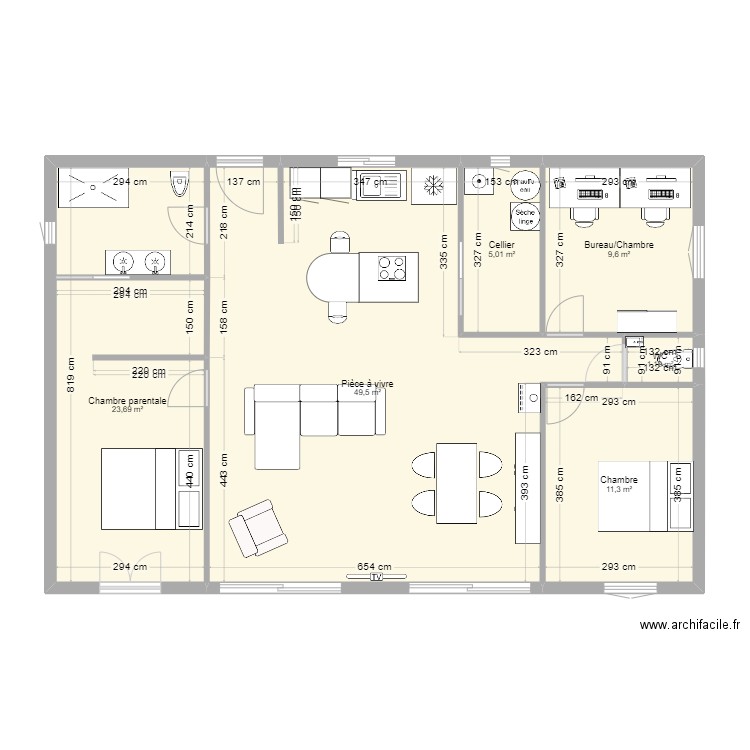 maison. Plan de 6 pièces et 100 m2