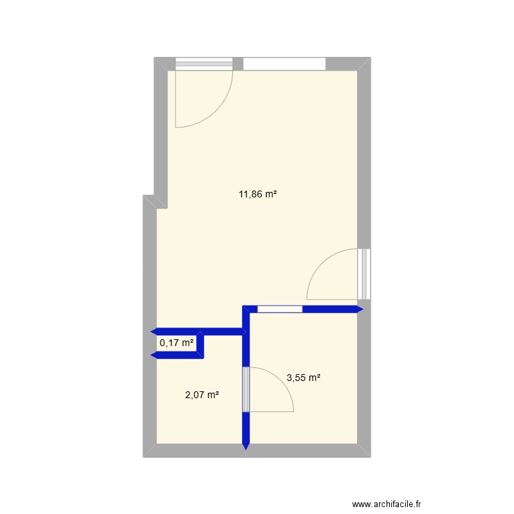 appart. Plan de 4 pièces et 18 m2