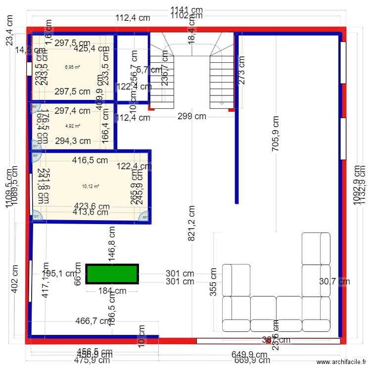 CAVE. Plan de 3 pièces et 22 m2