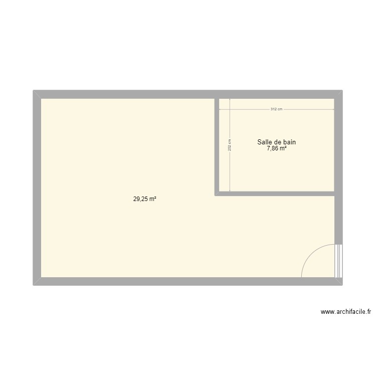 schema . Plan de 2 pièces et 46 m2