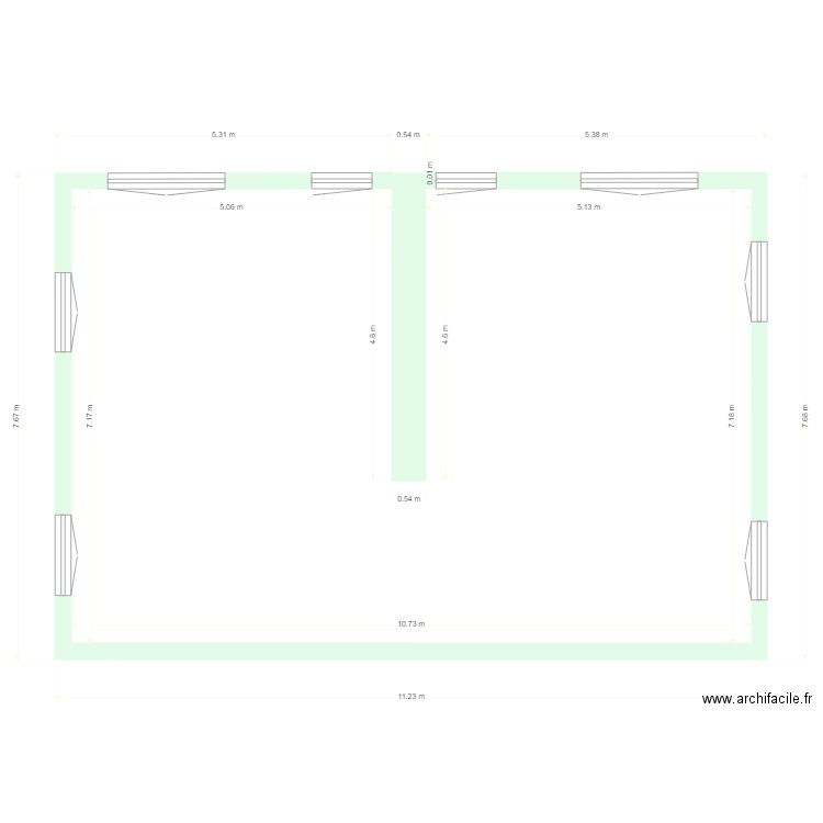 ODILE 1ER 2. Plan de 1 pièce et 74 m2