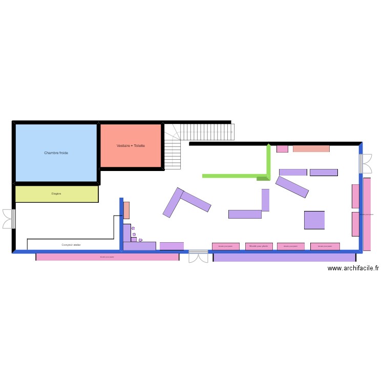 Plan magasin . Plan de 2 pièces et 41 m2