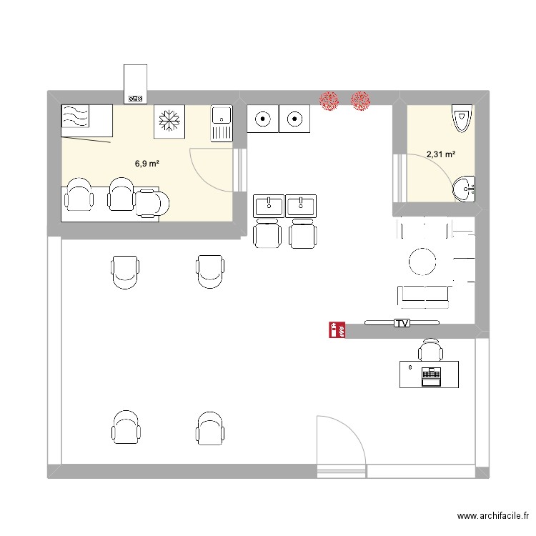 lvb maquette. Plan de 2 pièces et 9 m2