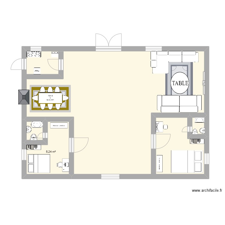 IBN MUHAMMAD. Plan de 4 pièces et 61 m2