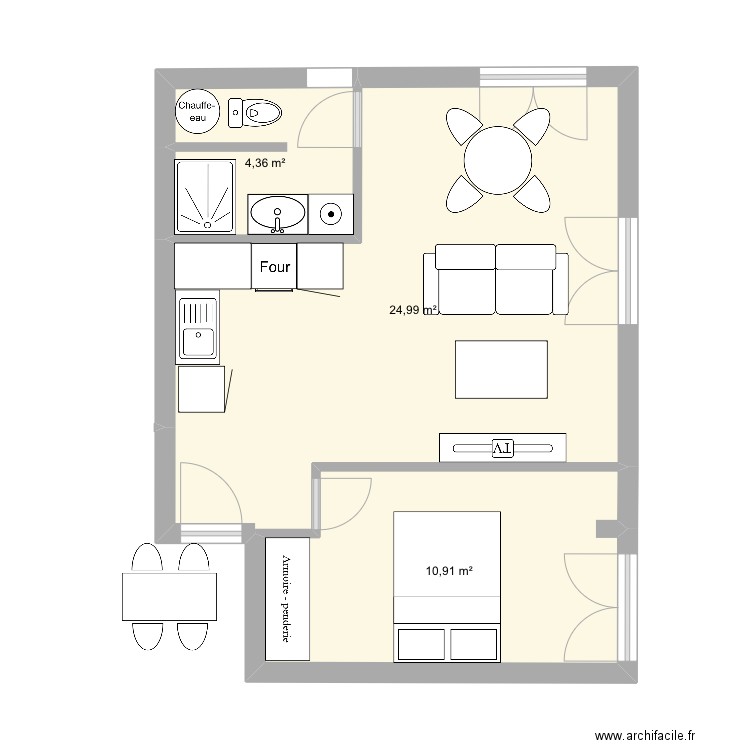 Appartement LUNEL à rénover 2. Plan de 3 pièces et 40 m2