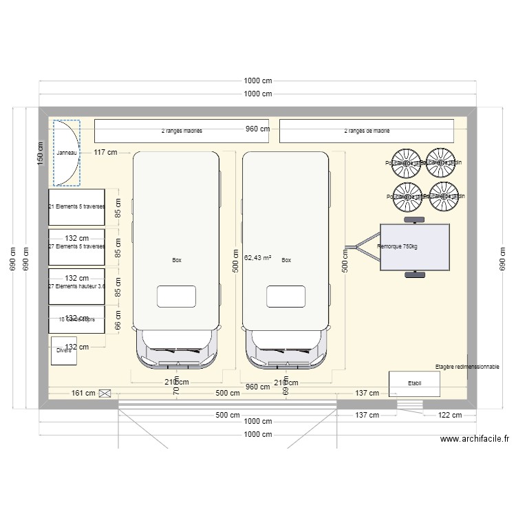 Garage 05 01 2025 porte 6 x 2.25 . Plan de 1 pièce et 62 m2