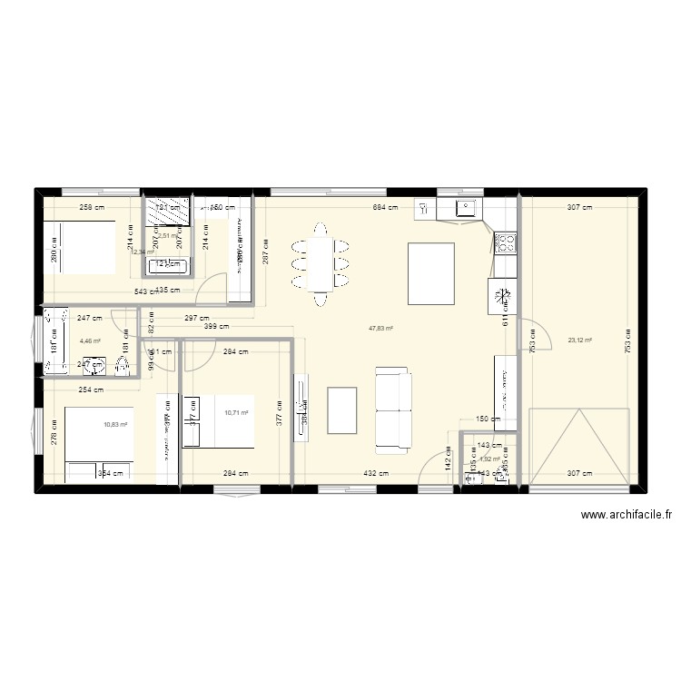 maison 1. Plan de 8 pièces et 114 m2