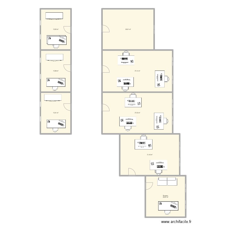 BUREAUX DEE. Plan de 8 pièces et 201 m2