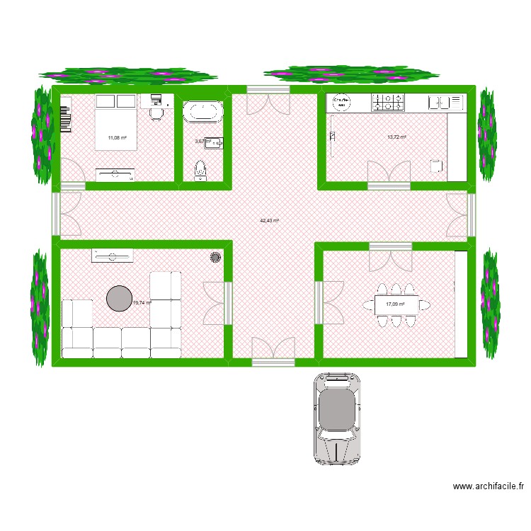 maison. Plan de 6 pièces et 108 m2