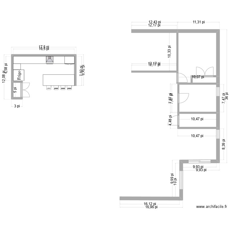 Cartier. Plan de 3 pièces et 17 m2