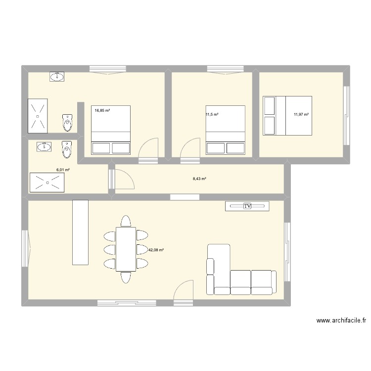 maison michel cabit. Plan de 6 pièces et 97 m2