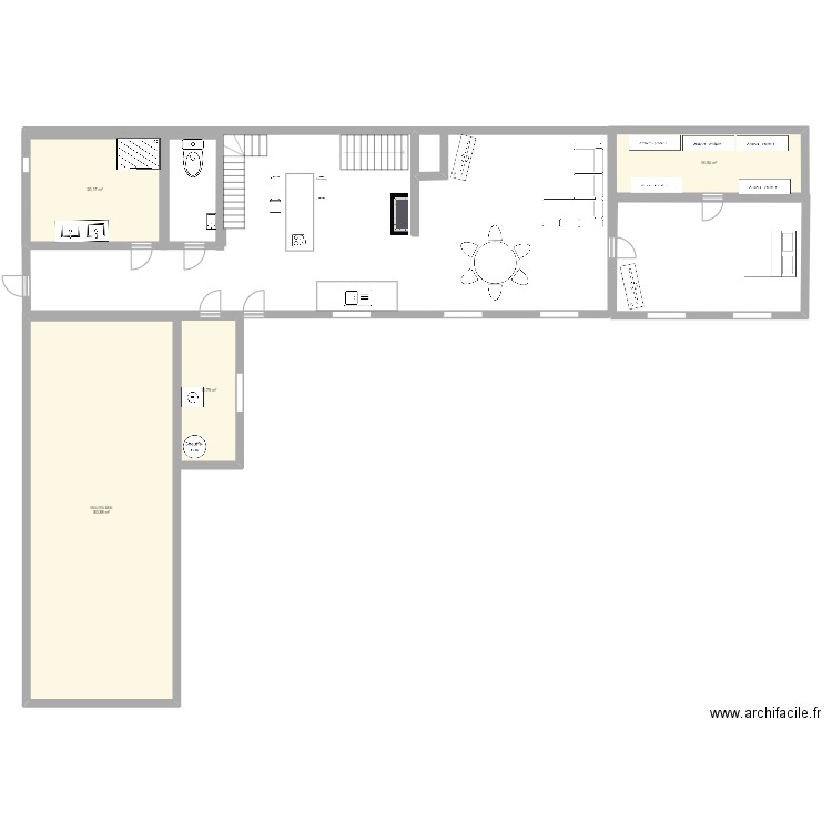 P1 en essai. Plan de 4 pièces et 129 m2