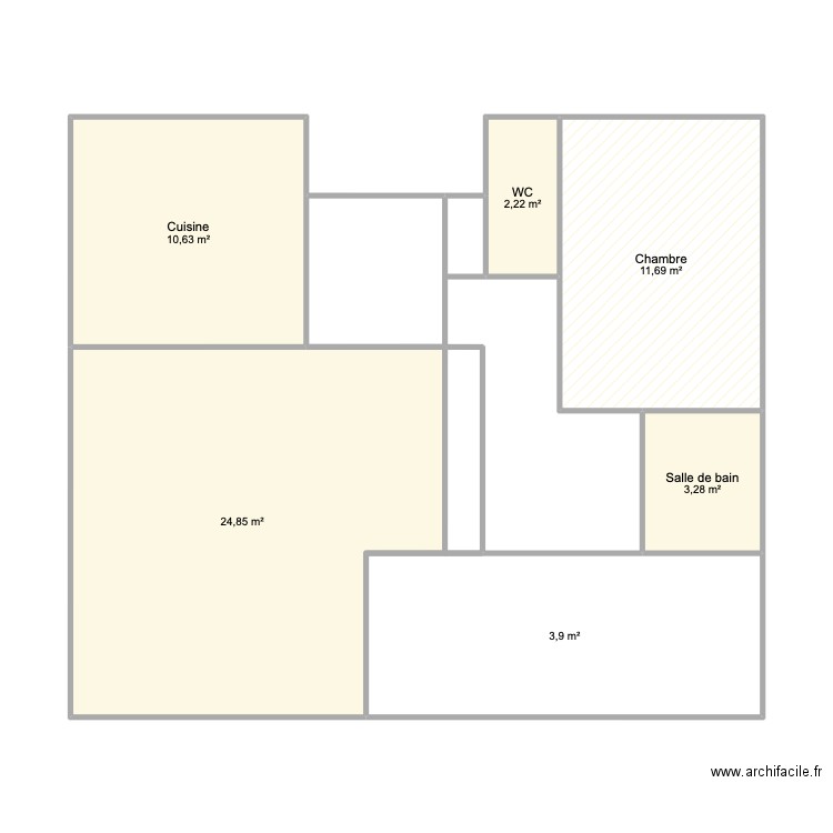 projet maison. Plan de 6 pièces et 65 m2